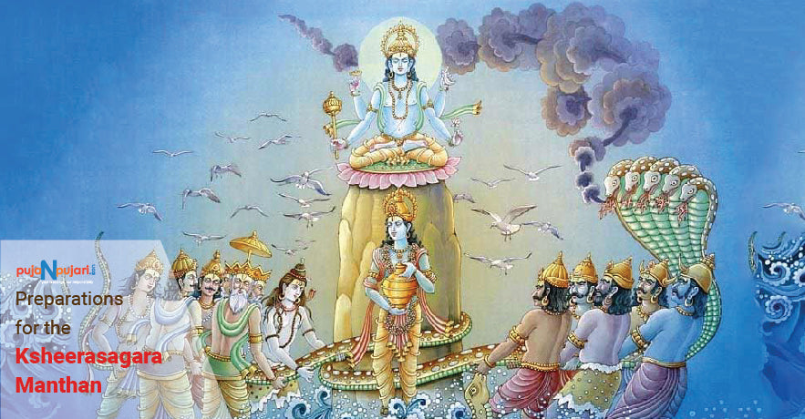 Preparations for the Ksheerasagara Manthan or Churning of the Ocean