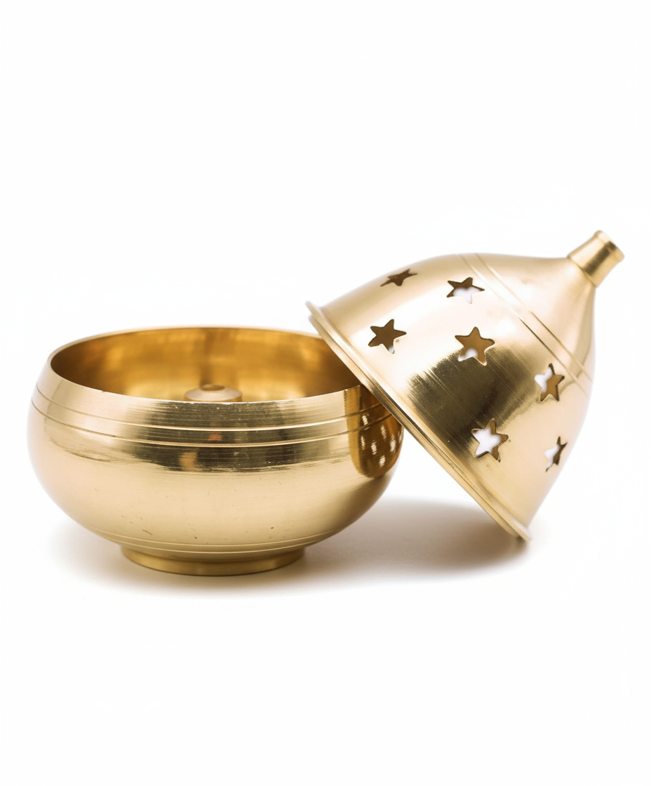 Apple Shape Brass Akhand Diya Oil Lamp for Pooja, Home Temple and Diwali