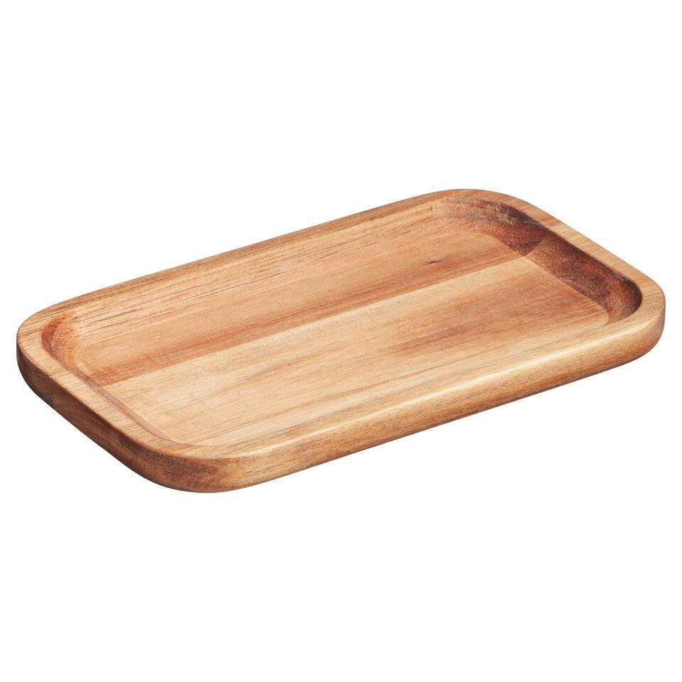 Stylish Wooden Serving Tray-Light-brown rectangular wooden tray