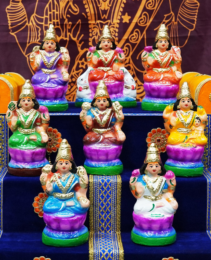 Ashtalakshmi Doll Set – Traditional Kolu Bommai for Navaratri Golu