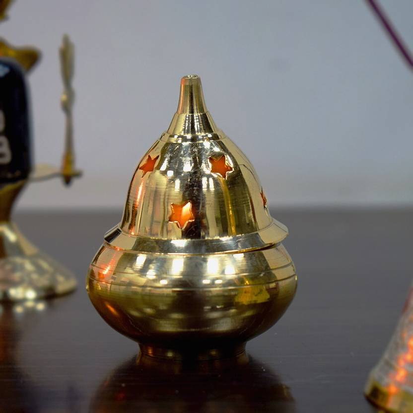 Apple Shape Brass Akhand Diya Oil Lamp for Pooja, Home Temple and Diwali