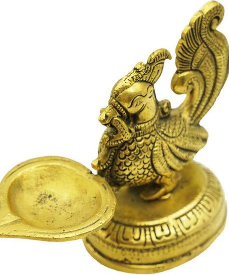 Brass Peacock Diya Deepak Oil Lamp For Pooja & Home Decoration