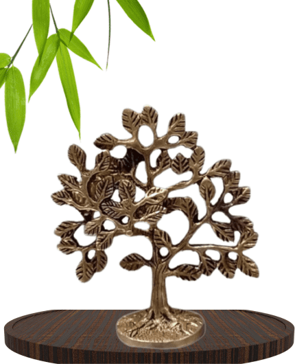 Brass Kalpavriksha Tree of Life /Tree in Antique Golden Finish , Height 15 cm.