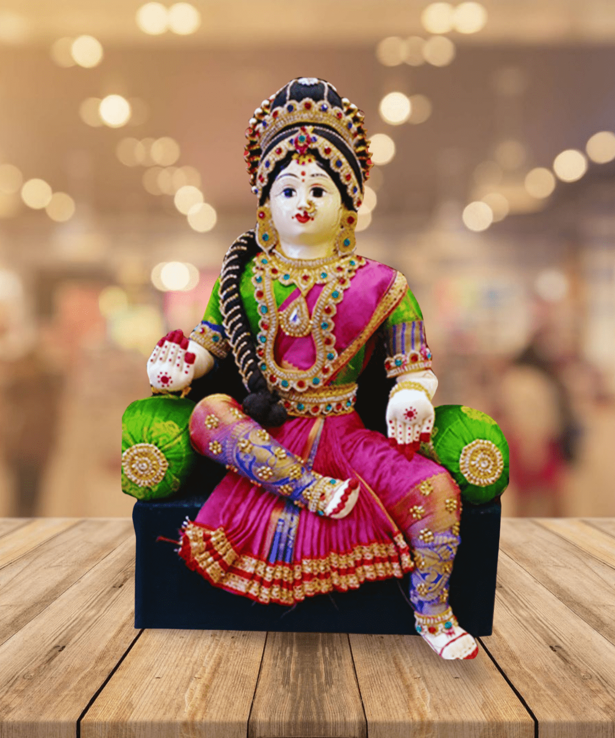 lakshmi idol for varalakshmi vratham in pink saree