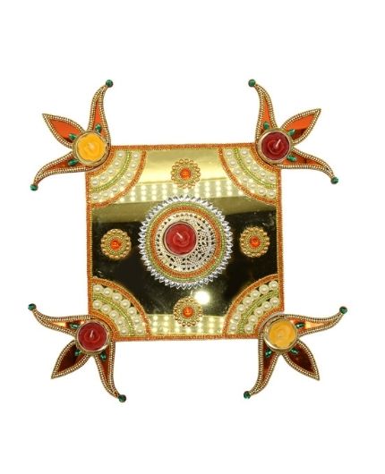 Stone Decorative Acrylic Rangoli Set with Tealight Candle Holder