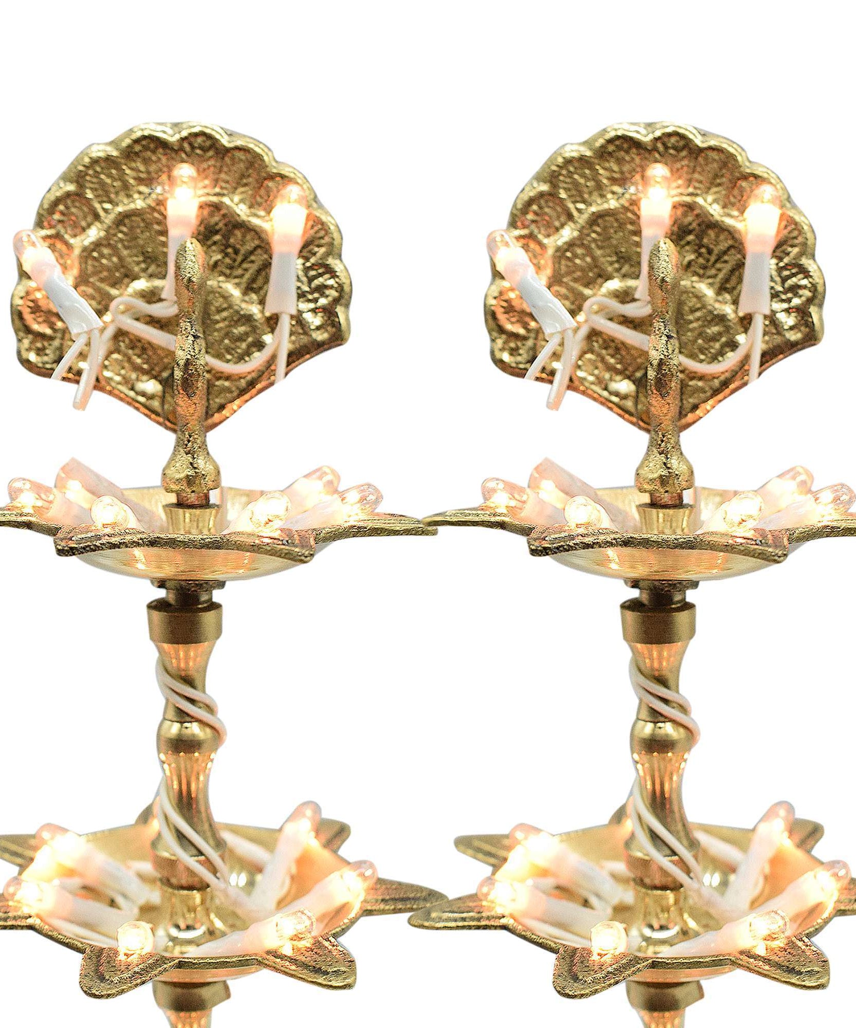 Premium 5 Layer New Electric Gold LED Bulb Lights Diya Deep Deepak for Pooja