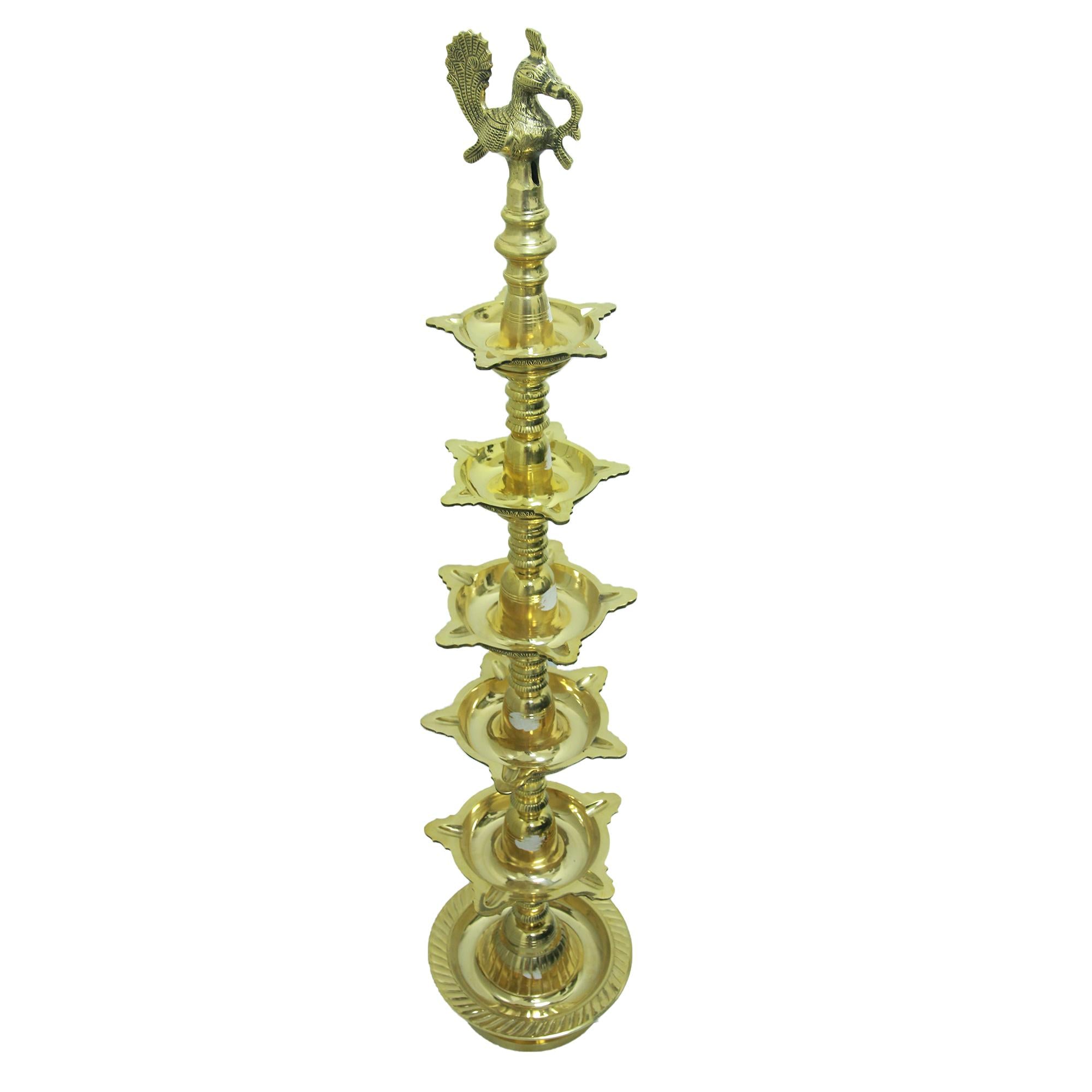 TRADITIONAL BRASS PEACOCK DIYA 4 FEET HEIGHT.