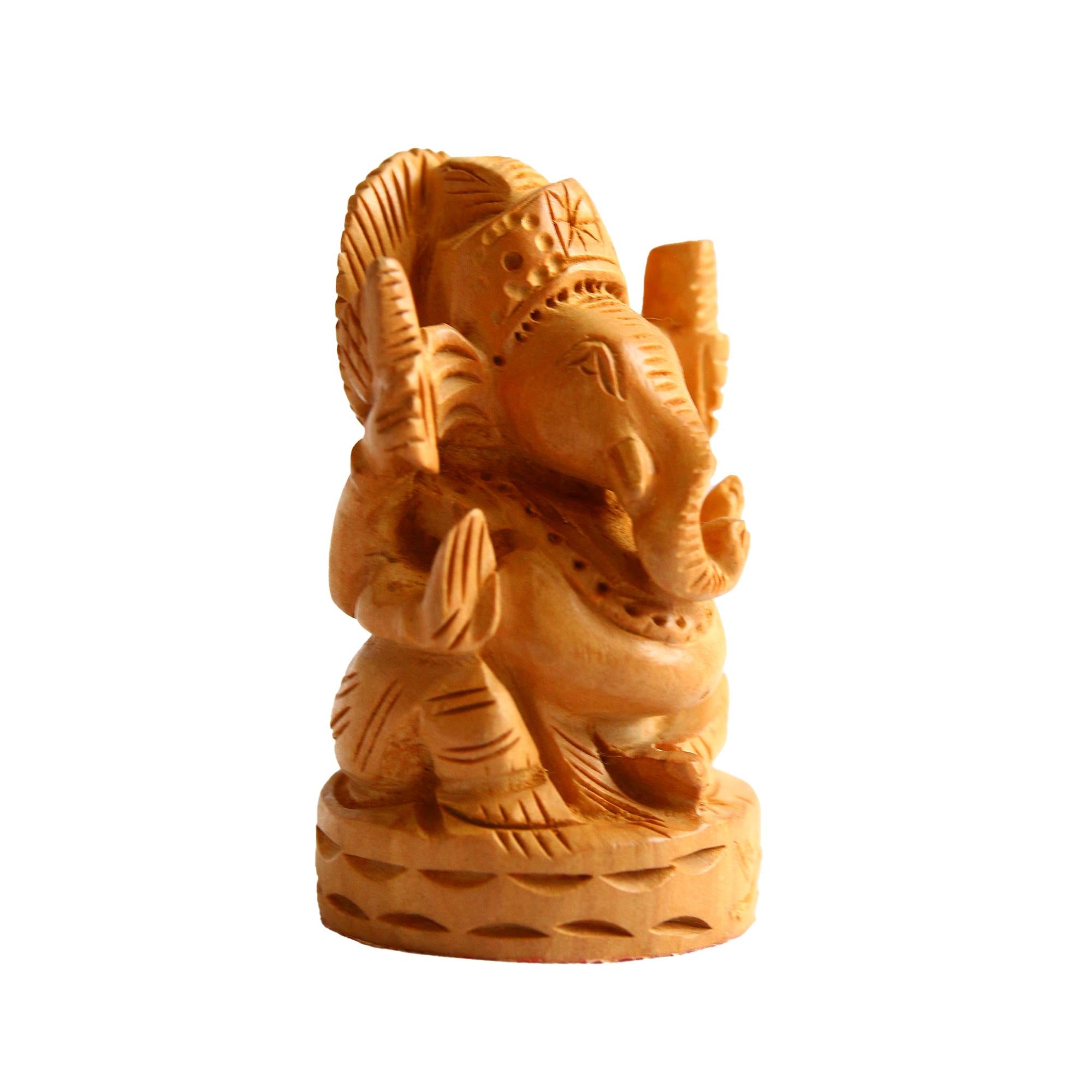 Lord Ganesha channapanta Wooden Idol Sculpture Home Decorative Figurine.