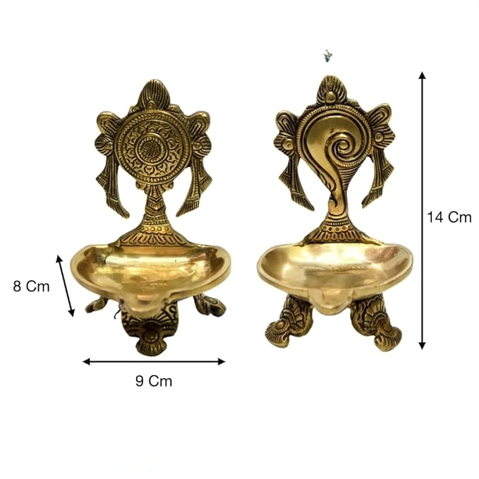 Shank Chakra Diyas Deepam Brass for Pooja Room and Festival Decoration