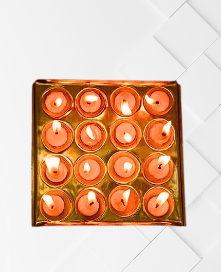 Square Design Brass Ghee Diya Holder for Pooja Room and Diwali Celebrations