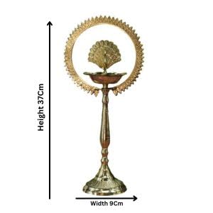 Brass Peacock Diya with Crown Kerala Samai Diwali Deepak-Kuthu Vilakku Peacock Ring Oil Lamp(Pack of 1).