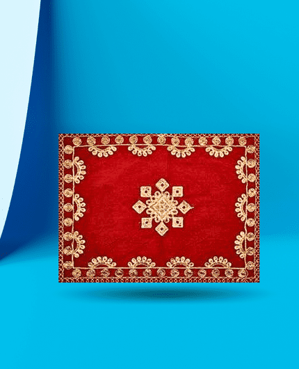 Red Velvet Pooja Assan Cloth for Home Temple ( Altar cloth )( Pack of 2 Ps )