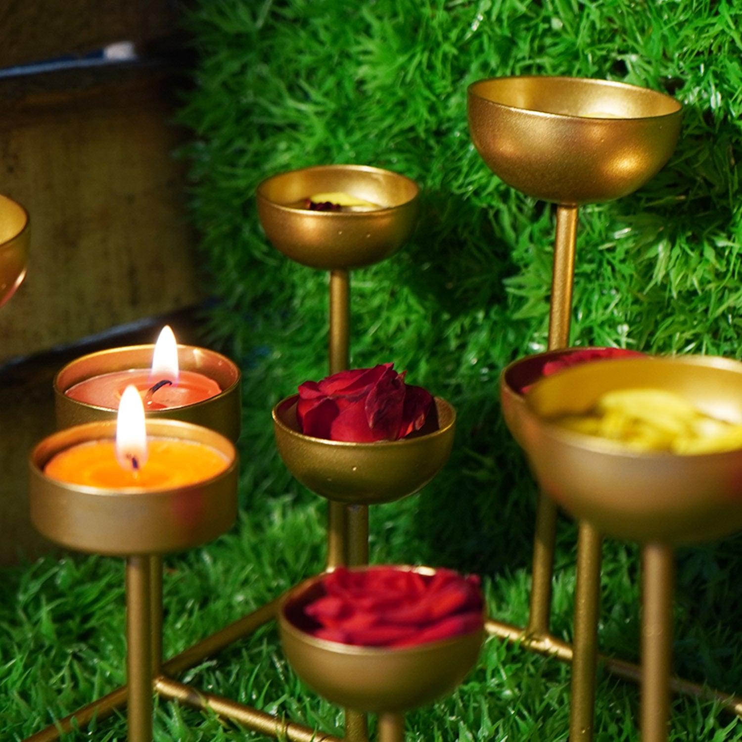 GOLD Spiral Stairs Candle Holder, T Light Table Top Metal Stand