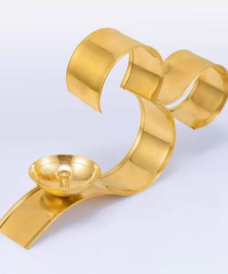 Om Stand Diya Brass Metal Om Symbol Oil Lamp