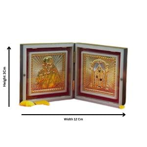 SaiBaba Tirupati Balaji Photo Frame with Shubh Labh Charan Paduka for Pooja Room, Return Pooja Gift Box Set