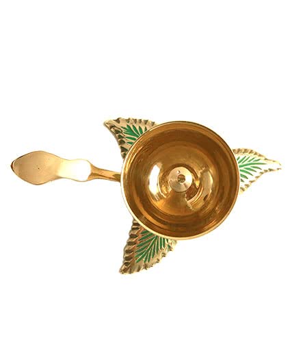 Brass Deep Akhand Jyoti Three Leaf Diya