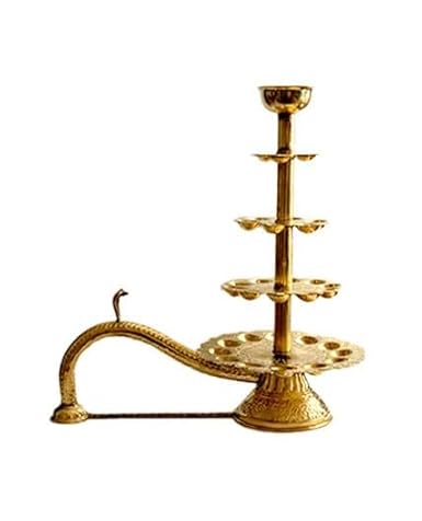 Big Ganga Aarti Diya Brass Hand Held 5 Tier Pooja 31 Diyas Lamp for Arati