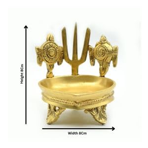Shankh Chakra Namah Design Brass Diya Length: 8 cm, Width: 8 cm, Height: 8 cm