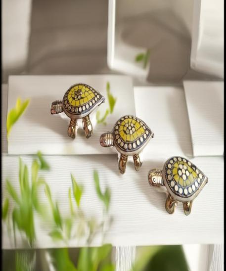 Feng Shui Brass Tortoise Wish Fulfilling Set with Secret Compartment – Pack of 3