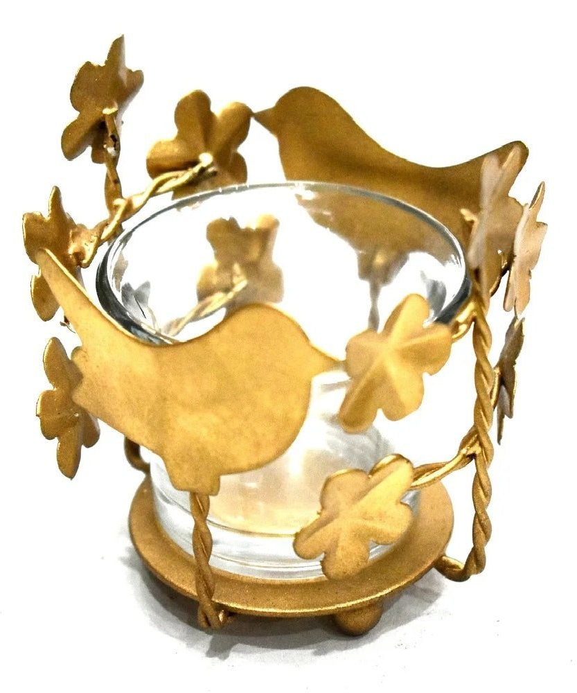 Bird Shadow Candle Holder with Glass