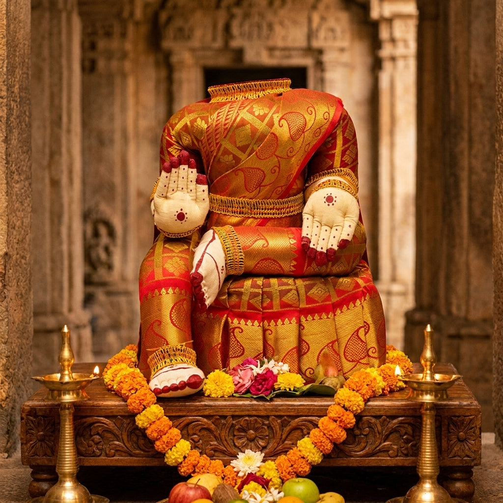 Varamahalakshmi Idol With Red And Gold Saree