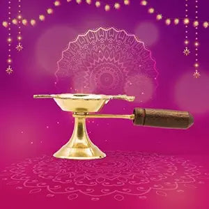Brass Loban Burner Aarti Diya with Handle