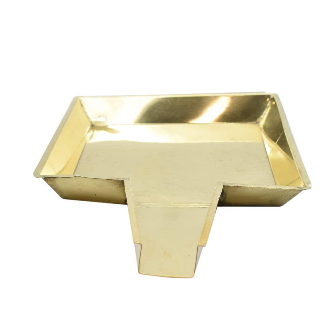 Puja N Pujari Squre Design Brass Abhishekam Plate Patra for Shivalingam and God Idols (Length : 35 Cms)