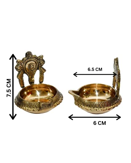 Pure Brass Shanku Chakra kuber Diyas(6cm x 5cm x 6cm)