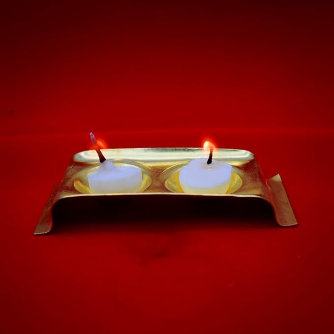 Brass Rectangular Ghee Diya Holder- Small
