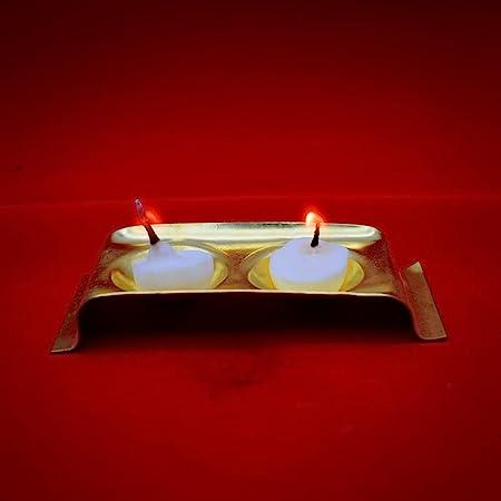 Rectangle Design Brass Ghee Diya Holder Small for Pooja Room and Diwali Celebrations