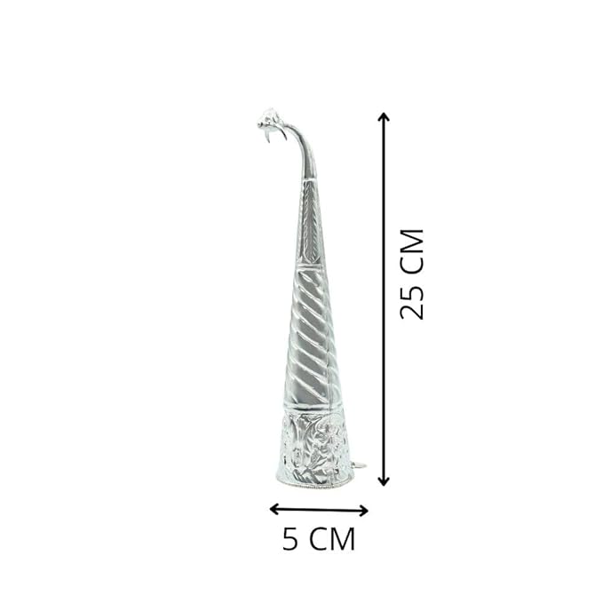 Silver Plated Gaumukhi Shringi for Rudrabhishek (Mediam)