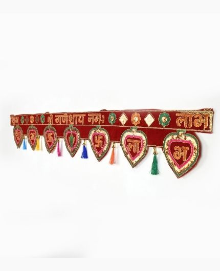 Welcome Bandarwal Decoration Ganesha Velvet Toran