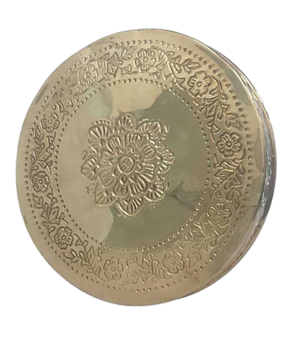 Floral Leafy Pattern And Jali Design Brass Pooja Thali For Home Use| 25 cm(284 g)