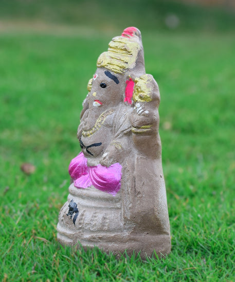 Eco Friendly Ganpati in Grey and Pink-6 inch