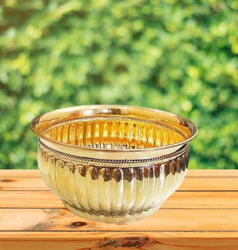 Brass Bowl for Prasadam - Decorative Flower Pot/Vase Home Decor, Garden