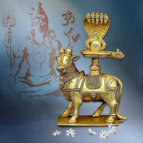 Lord Nandi with Shivlingam- Height-20 cms