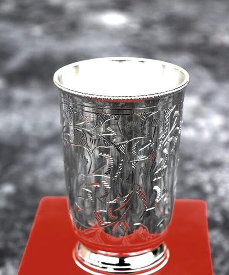 Silver Plated Brass Glass Silver – Single Pack 1 for Gift House Warming, Diwali, Wedding, Rakshbandhan & Festival.