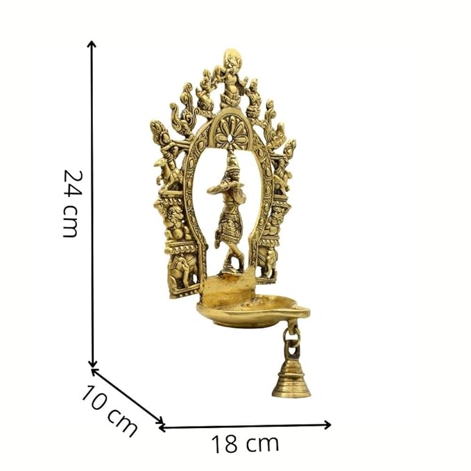 Krishna Wall Hanging Diya with Bell