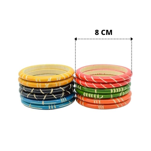 Wooden Handicrafted  Bangles Set of 12
