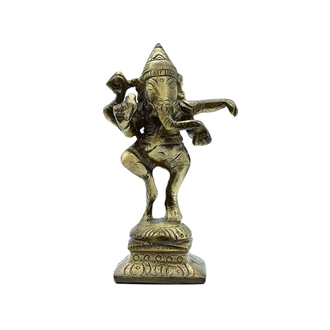 Dancing Ganesha Brass Showpiece for Pooja Room
