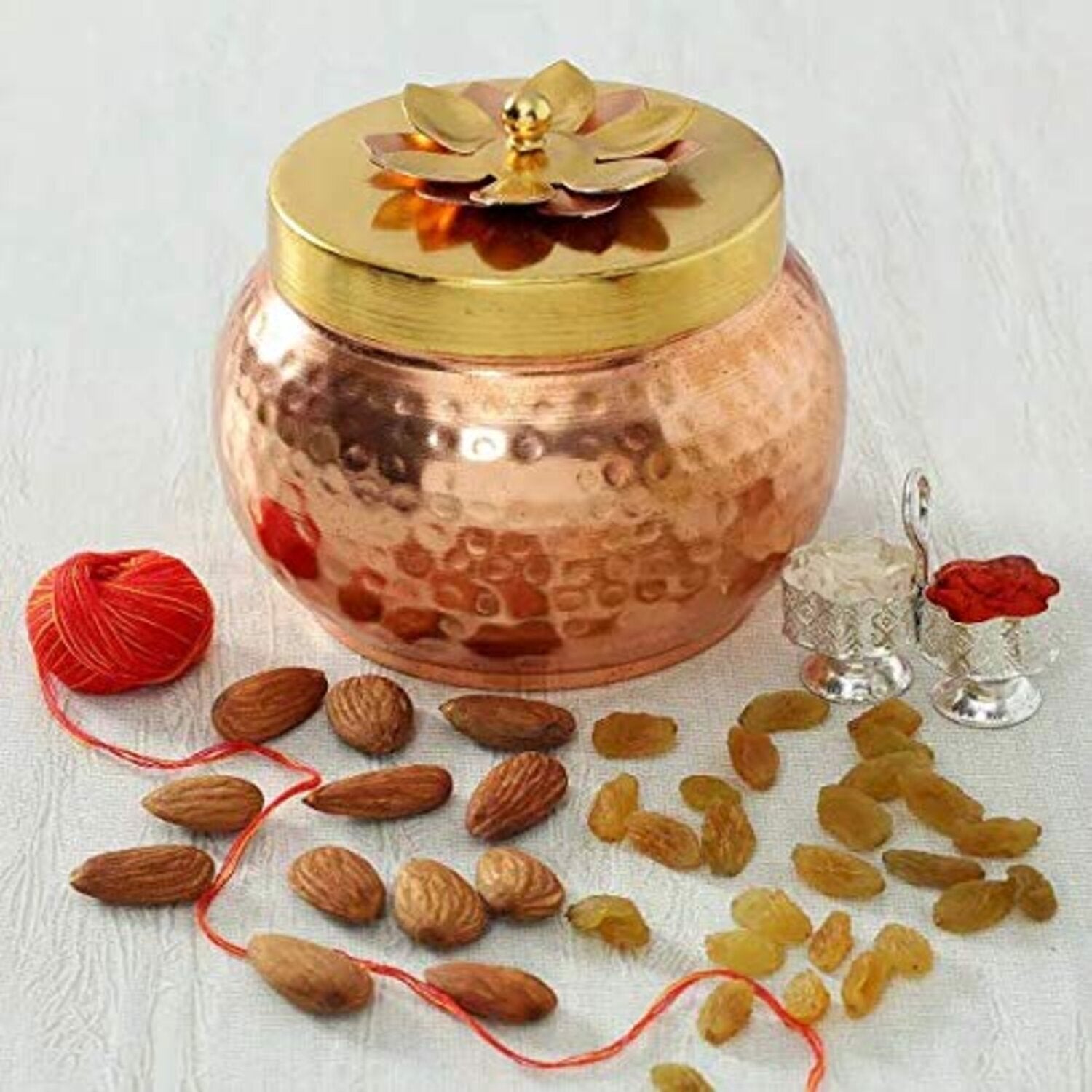 Copper Finish Metal Traditional Decorative Bowl for Festivals (Copper Brown)