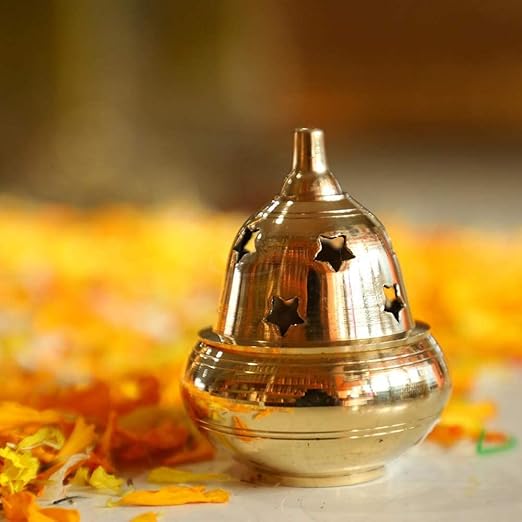 Apple Shape Brass Akhand Diya Oil Lamp for Pooja, Home Temple and Diwali