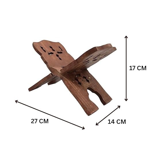 Wooden Holy Book Stand for Reading - Hand Craved Book Reading Stand (Length - 27 Cm)