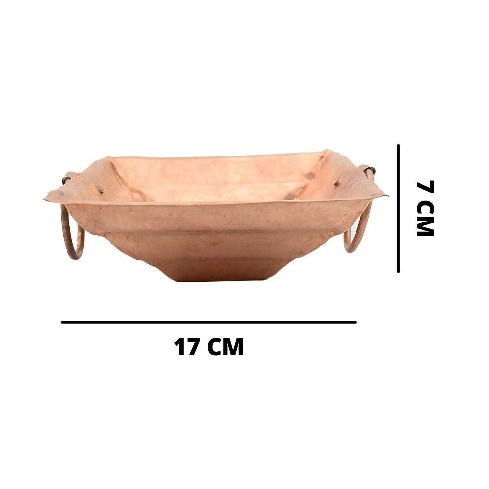 Pure Copper Havan Kund with Handle | Agnihotra Yagna Kund (17 × 17 × 7 cm, 250g)