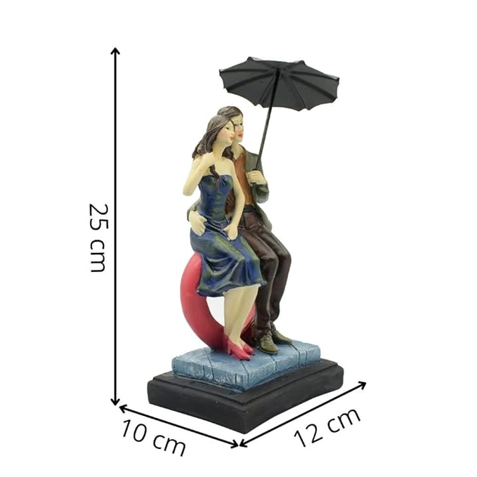 Love Couple Showpiece Statue Sitting on Love Symbol for Valentine Day Gift