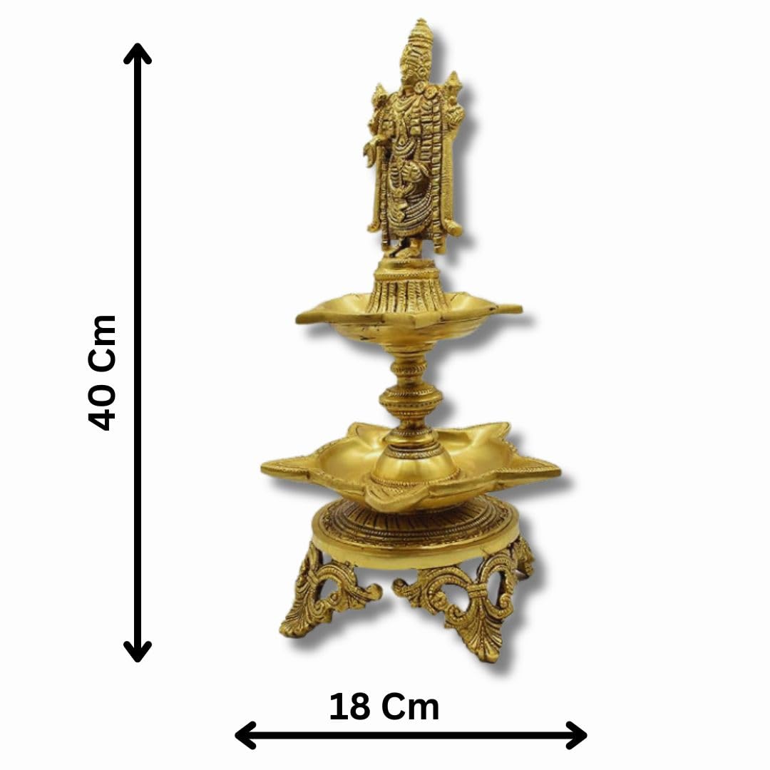 Tirupati balaji Brass Long Diya lamp(18cmx 18cmx 40cm)