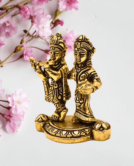 Brass Radha Krishna Showpiece Idol for Home Decor Gifting