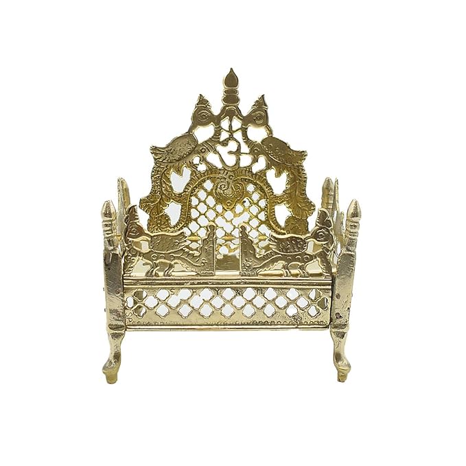 Brass Singhasan with Chatra Used in Temple for Puja