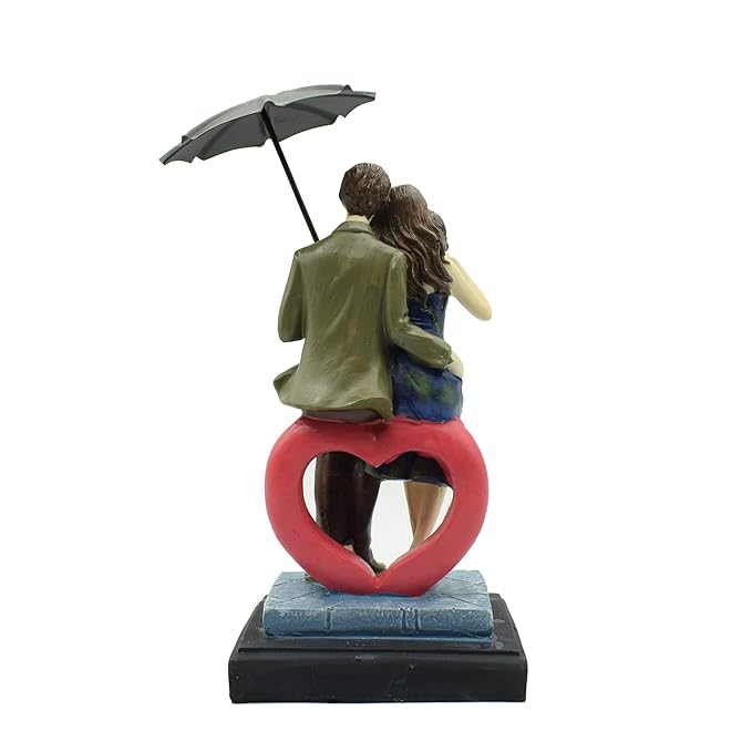 Love Couple Showpiece Statue Sitting on Love Symbol for Valentine Day Gift
