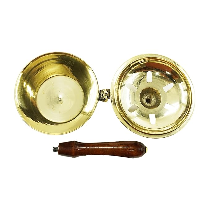 Aarti Sambrani Stand & Loban Dhoop Burner Brass with Wooden Holder.
